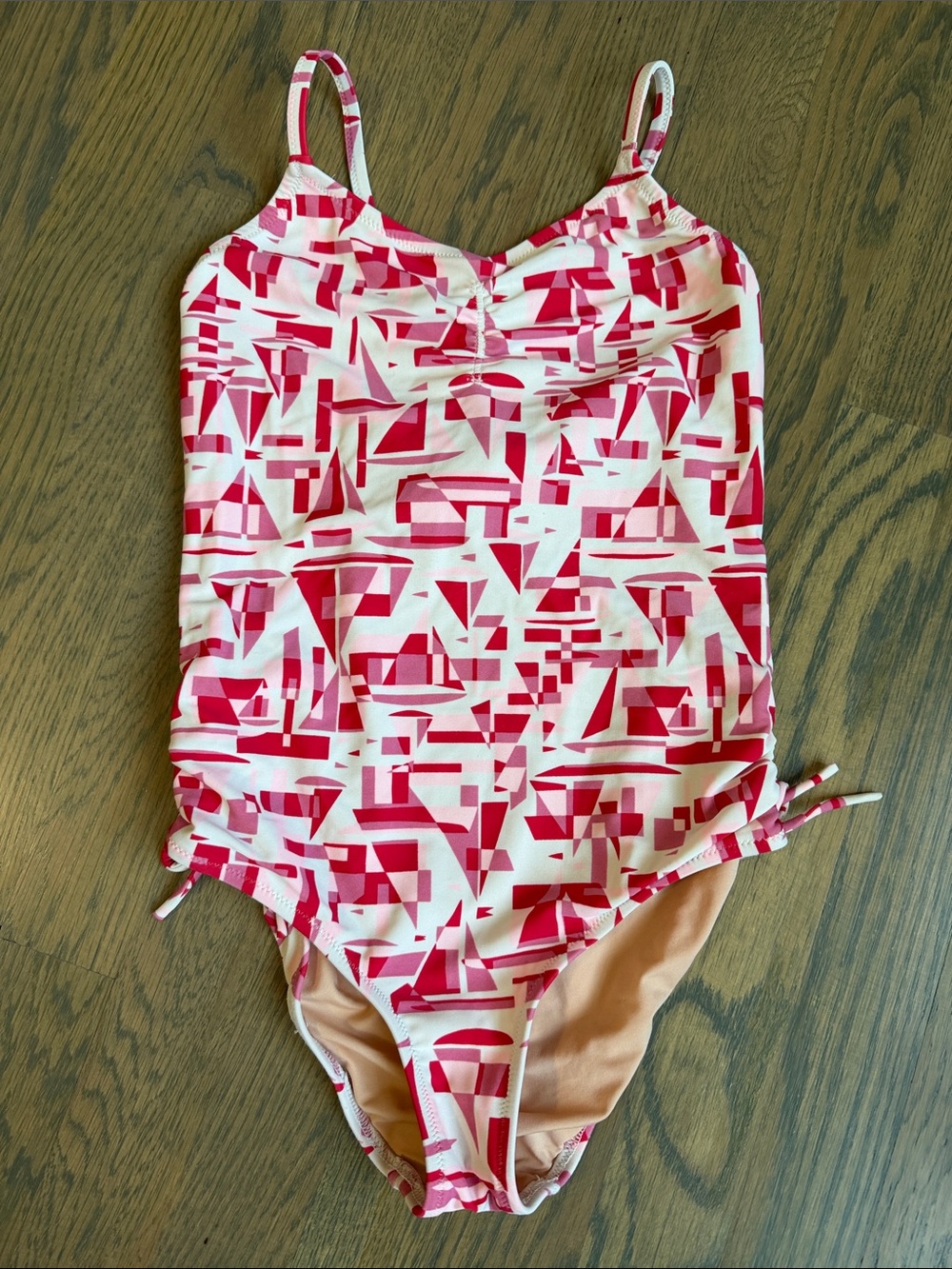 Crewcuts Pink & White Geometric One-Piece Swimsuit